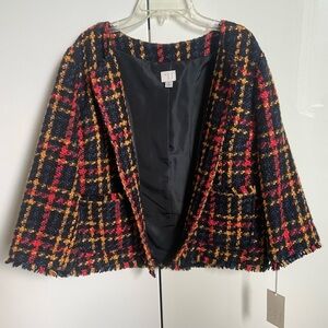 Chic Plaid Women's Blazer - Black, Red, Yellow